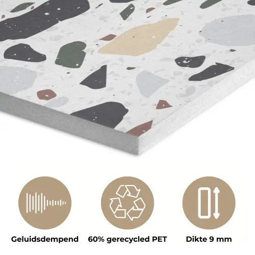 Terrazzo - Patroon - Kleurrijk - Klei PET vilt klein 837 -closeup_NL