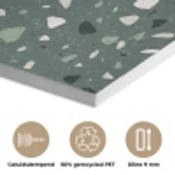 Terrazzo -  Patroon - Kleurrijk - Groen PET vilt klein 837 -closeup_NL