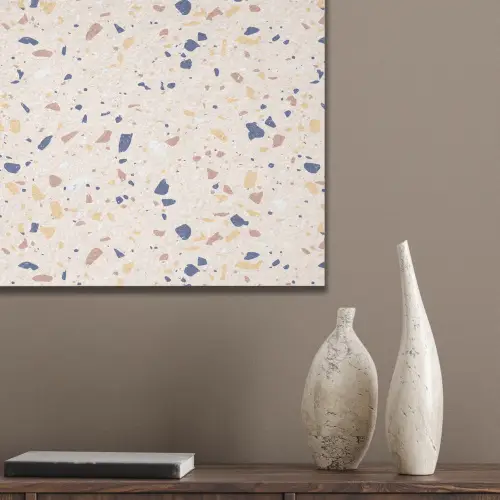 Terrazzo - Patroon - Kleurrijk - Indigo PET vilt klein 837 -sfeer6_closeup