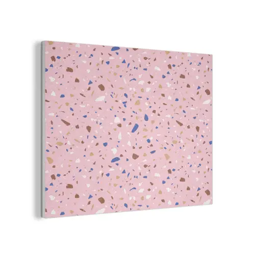 Terrazzo - Patroon - Kleurrijk - Roze PET vilt klein 837 -3d