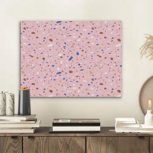 Terrazzo - Patroon - Kleurrijk - Roze PET vilt klein 837 -sfeer1