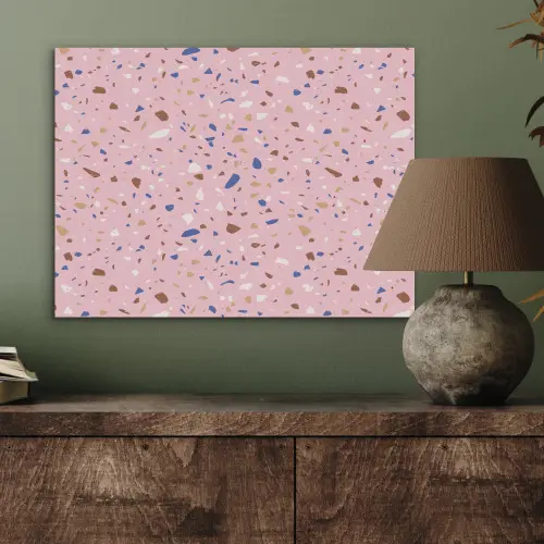 Terrazzo - Patroon - Kleurrijk - Roze PET vilt klein 837 -sfeer2