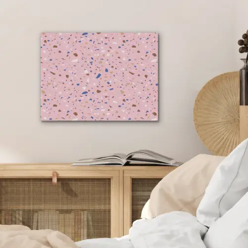 Terrazzo - Patroon - Kleurrijk - Roze PET vilt klein 837 -sfeer3