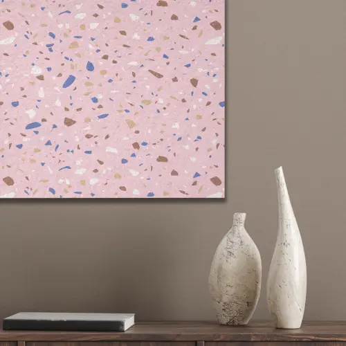 Terrazzo - Patroon - Kleurrijk - Roze PET vilt klein 837 -sfeer6_closeup
