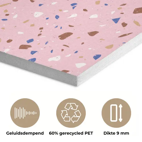 Terrazzo - Patroon - Kleurrijk - Roze PET vilt klein 837 -closeup_NL