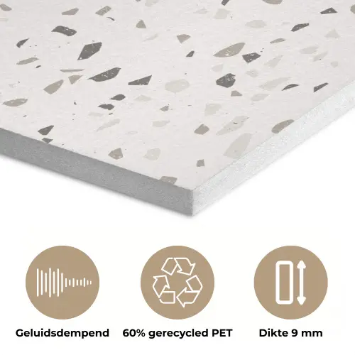 Terrazzo - Patroon - Créme PET vilt klein 837 -closeup_NL