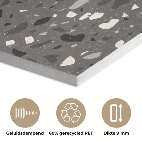 Terrazzo - Patroon - Grijs PET vilt klein 837 -closeup_NL
