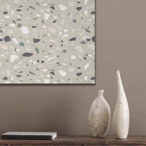 Terrazzo - Patroon - Groen PET vilt klein 837 -sfeer6_closeup