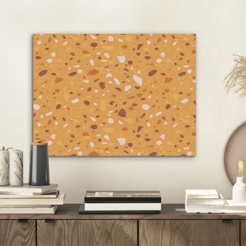 Terrazzo - Patroon - Okergeel PET vilt klein 837 -sfeer1