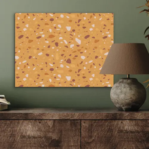 Terrazzo - Patroon - Okergeel PET vilt klein 837 -sfeer2