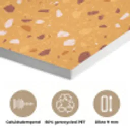 Terrazzo -  Patroon - Okergeel PET vilt klein 837 -closeup_NL