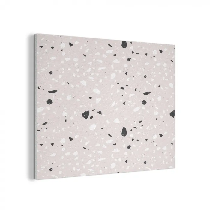Terrazzo - Patroon - Zacht - Zwart - Wit PET vilt klein 837 -3d