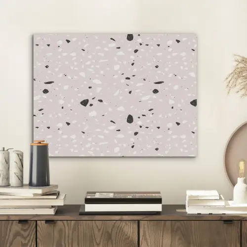Terrazzo - Patroon - Zacht - Zwart - Wit PET vilt klein 837 -sfeer1