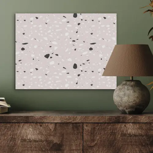 Terrazzo - Patroon - Zacht - Zwart - Wit PET vilt klein 837 -sfeer2