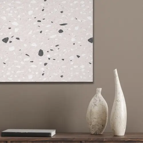 Terrazzo - Patroon - Zacht - Zwart - Wit PET vilt klein 837 -sfeer6_closeup
