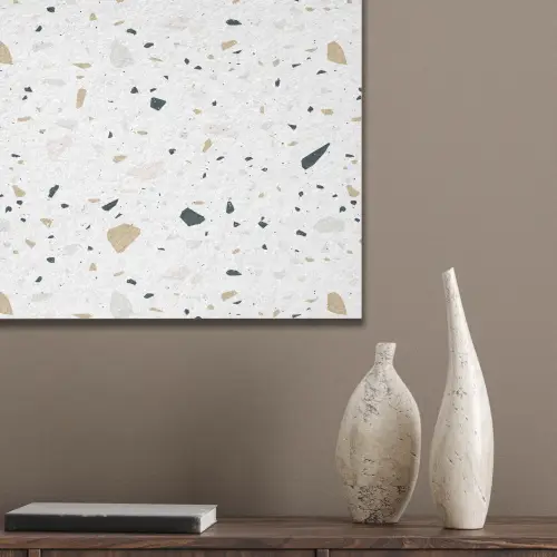 Terrazzo - Patroon - Wit - Neutraal PET vilt klein 837 -sfeer6_closeup
