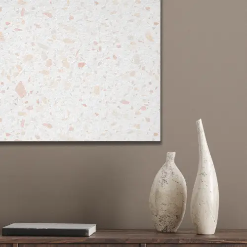 Terrazzo - Patroon - Wit - Perzik PET vilt klein 837 -sfeer6_closeup