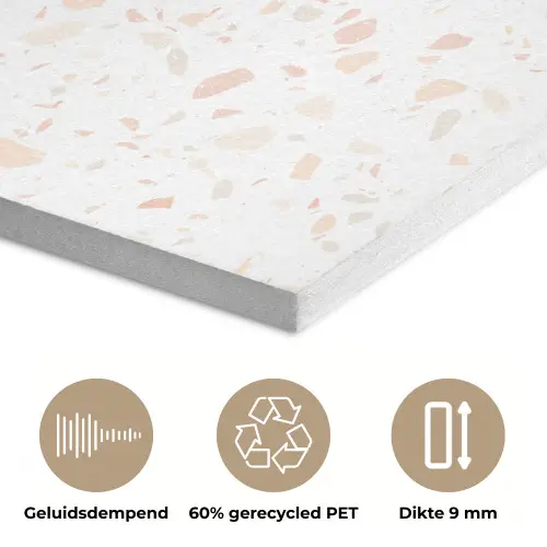 Terrazzo - Patroon - Wit - Perzik PET vilt klein 837 -closeup_NL
