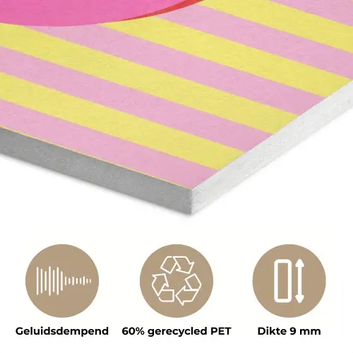Tekst - Strepen - Roze PET vilt klein -closeup_NL