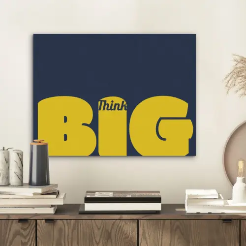 Think big - Blauw - Geel PET vilt klein -sfeer1