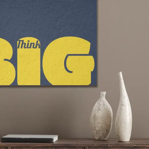 Think big - Blauw - Geel PET vilt klein -sfeer6_closeup