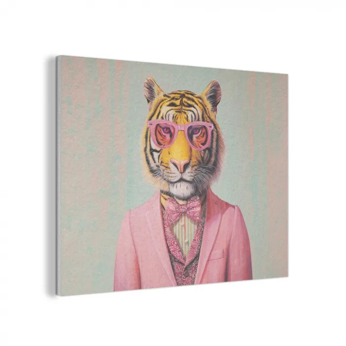 Tijger - Strik - Jasje - Roze PET vilt klein -3d