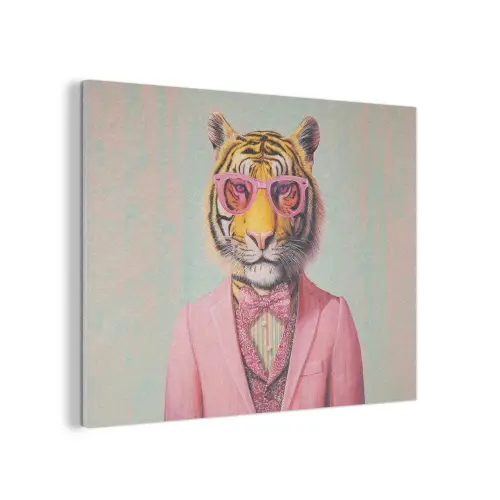 Tijger - Strik - Jasje - Roze PET vilt klein -3d