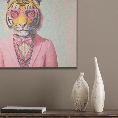 Tijger - Strik - Jasje - Roze PET vilt klein -sfeer6_closeup