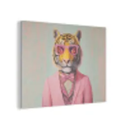 Tijger - Strik - Jasje - Roze PET vilt klein -3d
