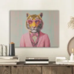Tijger - Strik - Jasje - Roze PET vilt klein -sfeer1