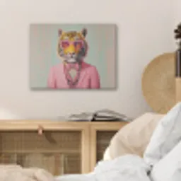 Tijger - Strik - Jasje - Roze PET vilt klein -sfeer3