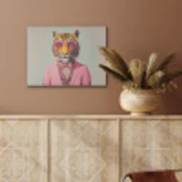 Tijger - Strik - Jasje - Roze PET vilt klein -sfeer4