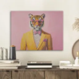 Tijger - Bril - Geel - Jasje PET vilt klein -sfeer1