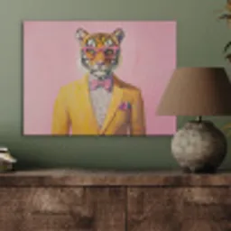 Tijger - Bril - Geel - Jasje PET vilt klein -sfeer2