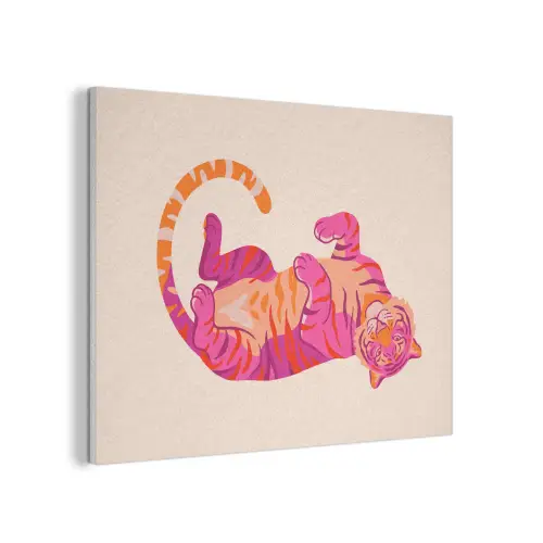 Tijger - Roze - Oranje PET vilt klein -3d