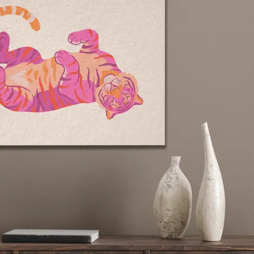 Tijger - Roze - Oranje PET vilt klein -sfeer6_closeup