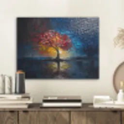Boom - Blauw - Bladeren - Vakken PET vilt klein -sfeer1