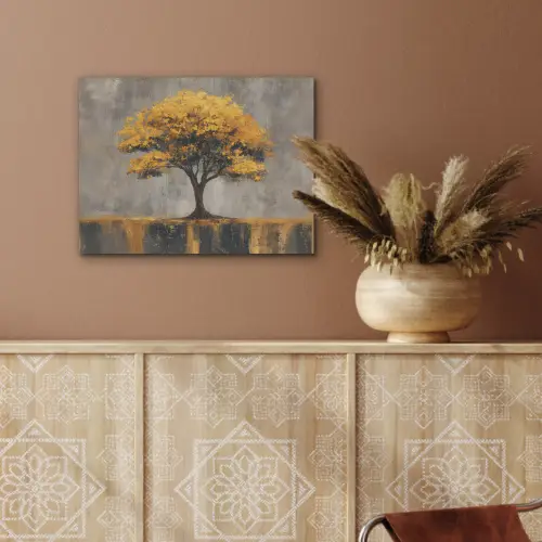 Boom - Bladeren - Goud - Abstract PET vilt klein -sfeer4