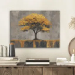Boom - Bladeren - Goud - Abstract PET vilt klein -sfeer1