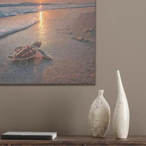 Schildpad - strand - Zonsondergang PET vilt klein -sfeer6_closeup