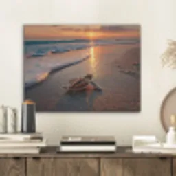 Schildpad - strand - Zonsondergang PET vilt klein -sfeer1