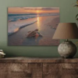 Schildpad - strand - Zonsondergang PET vilt klein -sfeer2