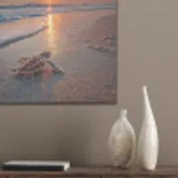 Schildpad - strand - Zonsondergang PET vilt klein -sfeer6_closeup