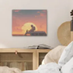 Busje - Kat - Zonsondergang - Oranje PET vilt klein -sfeer3