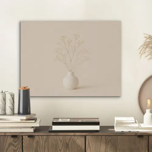 Vaas - Takken - Bloemetjes - Wit PET vilt klein -sfeer1
