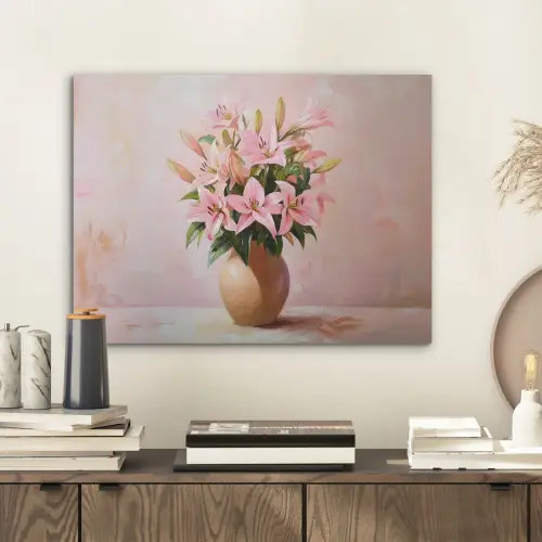 Vaas - Bloemen - Roze PET vilt klein -sfeer1