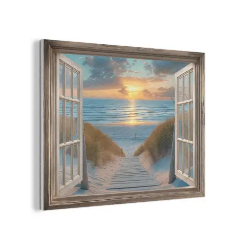 Doorkijk - Strand - Pad - Zonsondergang PET vilt klein -3d