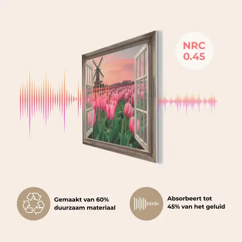 Doorkijk - Tulpen - Bloemen - Molen - Raam PET vilt klein -USP_NL
