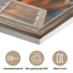 Doorkijk - Raam - Vuurtoren - Zonsondergang - Strand PET vilt klein -closeup_NL