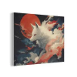 Witte vos - wolken - maan PET vilt klein -3d